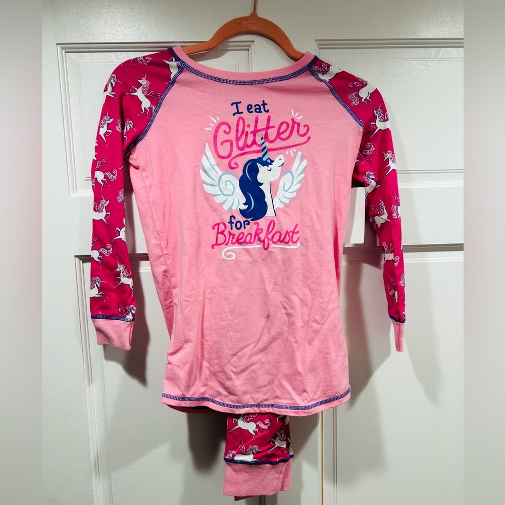 NWT Girls pink unicorn PJs Set 14